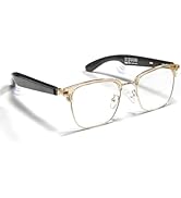 Jacuate Bluetooth Audio Smart Glasses for Men&amp; Women,Anti Blue Light Safety Glasses with Open Ear...