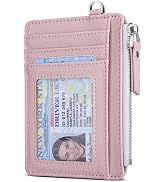 Teskyer Slim Minimalist Wallet, RFID Blocking Credit Card Holder Leather Wallet with Zipper Pocke...