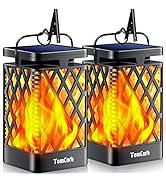 TomCare Solar Lights Outdoor Flickering Flame Solar Lantern Outdoor Hanging Lanterns Decorative O...