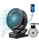 Portable Fan with Remote Control &amp; Timer &amp; LED Lights, 60hrs 12000mAh USB Rechargeable Battery Fa...