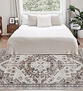 Joydeco 9x12 Area Rugs for Living Room, Non Slip Machine Washable Vintage Rug, Low Pile Chenille ...