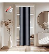 Jilron Accordion Door Curtain,Adhesive Curtain Track Mounting, 100% Blackout Doorway Curtains, fo...