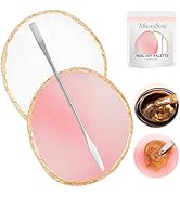 MelodySusie 2PCS Round Shape Resin Nail Art Palette Set with Stainless Steel Mixing Stick, Profes...