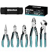 DURATECH 5-Piece Cr-Ni Pliers Set, 6" Long Nose Pliers, 6" Slip Joint Pliers, 6" Diagonal Cutting...