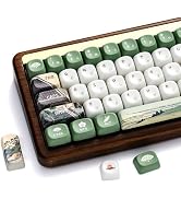 OHY XVX MOA Profile Keycaps Set, Japanese Mount Fuji Theme, 129 - Key White &amp; Green Custom Keycap...