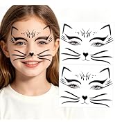 Black Cat Face Stickers Glitter Halloween Self adhesive Animal Face Decal | cute body face sticke...