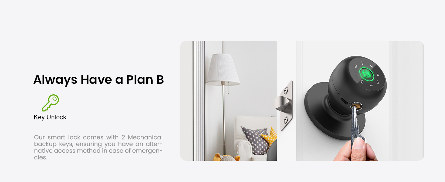 ghome smart lock with key easy secure to use door knob for family