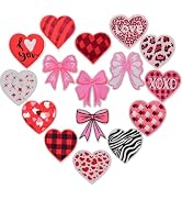 Acrebow 16 Pcs Heart Patches &amp; Bow Knot Patches Iron On Embroidered Applique Cute Valentines Patc...