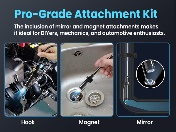 Vorth Endoscope Camera with Light, 4.3&amp;#34; IPS Screen 1080P Borescope Tools with 8 LED Lights