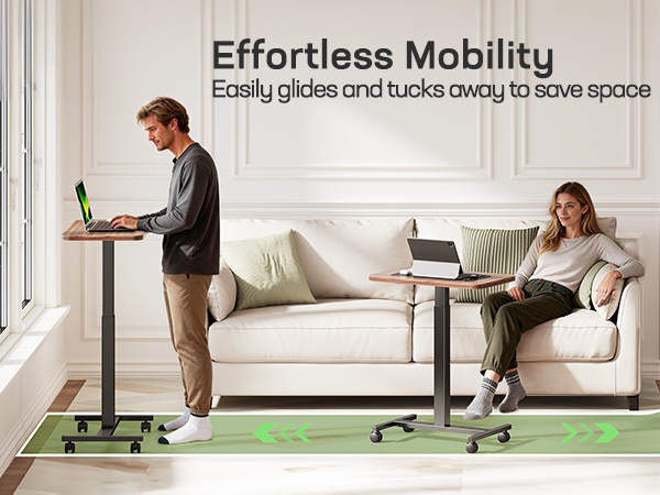 Portable rolling standing desk