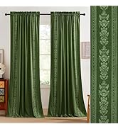 NICETOWN Blackout Luxury Floral Velvet French Farmhouse Curtains for Bedroom, Collection Elegant ...