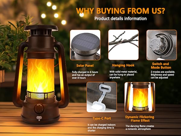 Solar &amp;amp; Battery Powered Lantern Outdoor Lights