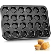 E-far Mini Muffin Pan - 24-Cup Nonstick Carbon Steel Cupcake Tin for Perfect Mini Muffins &amp; Cupca...