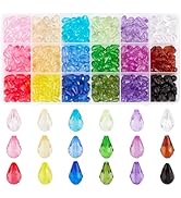 PH PandaHall 396pcs Teardrop Crystal Beads for Jewelry Making, 18 Colors Acrylic Faceted Beads 12...