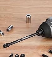 WORKPRO 9-Piece Socket Adapter Extension Set, 1/4, 3/8, 1/2-Inch Drive, 1/4-Inch Hex Shank, Impac...