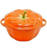 MDEOOSKY 400ml/13oz Pumpkin Bowl Dessert Bowl Ceramic Bowl with Lid Ceramic Decor Dinnerware For ...
