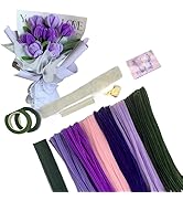 SYMHHA 400Pcs Pipe Cleaners Craft Kit for Flower Bouquets, 6Colors Thick Chenille Stems with Flor...