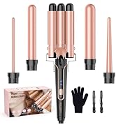 Waver Curling Iron Wand, BESTOPE PRO 5 in 1 Curling Wand Set with 3 Barrel Hair Crimper for Women...