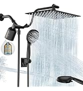Filtered Shower Head with Handheld, 11.8" Rain Shower Head, High Pressure 10-Function Handheld Sh...