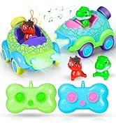 LGMazak Remote Control Car for Toddlers, 2 Pack Cartoon Dino with LED Lights &amp; Music, Toddler Rc ...