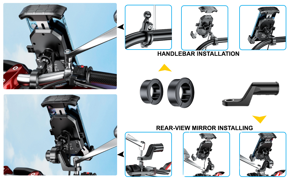 Handlebar Motorcycle Phone Mount Charger