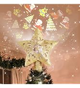Sanniu Christmas Tree Topper - Christmas Tree Topper Lighted with 3D Rotating - LED Hollow Glitte...