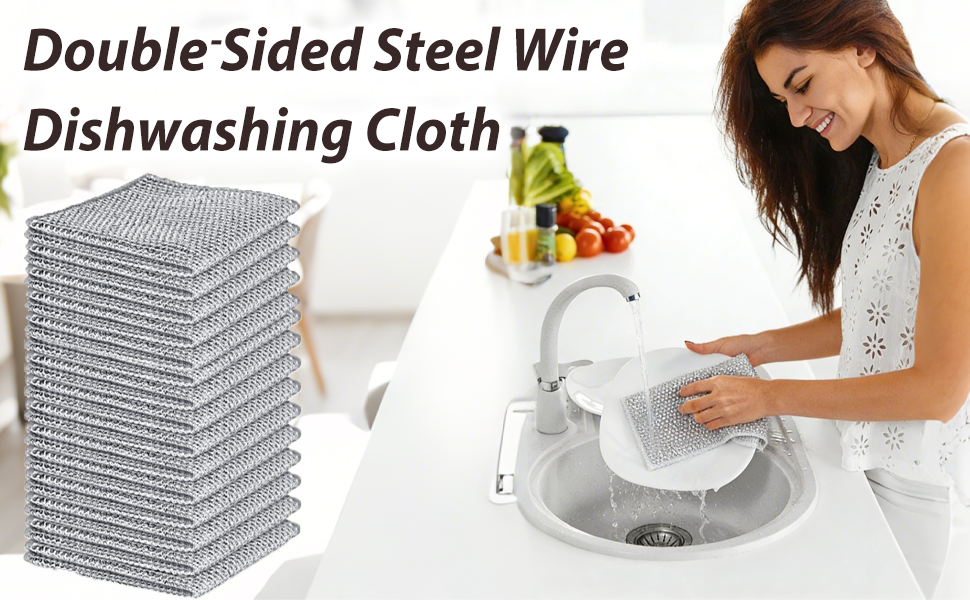 Double-Sided Steel Wire Dishwashing Cloth