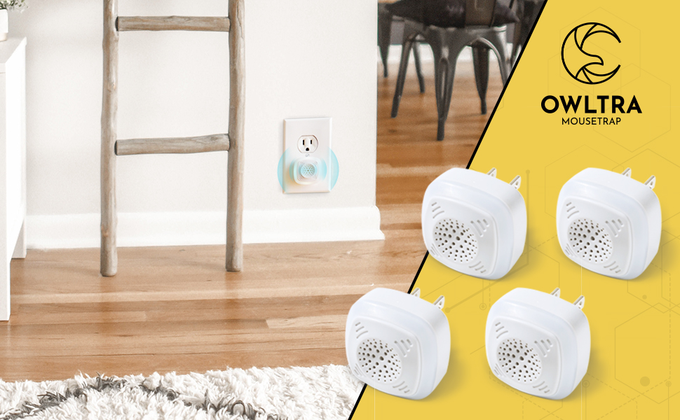 OWLTRA Ultrasonic Rodent Repellers *4, Effectively Repel Rodents, Silent to Human &amp; non-rodent pets