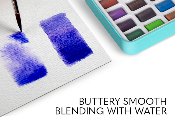Professional Paint Brush, Water Brush Pen, Mixing Palette, 50 Half-Pan Watercolors, Travel case