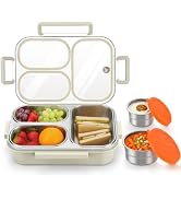 Alphatool Stainless Steel Kids Lunch Box - 25 oz Bento Box with 3 Compartments, 6oz Soup Cup &amp; 3o...
