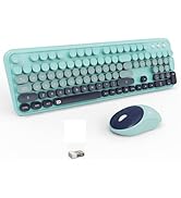 Wireless Keyboard and Mouse Set, 104 Round Keys Full-Size Cute Colorful Keyboard and Mouse with R...
