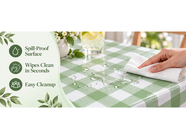 sage green gingham tablecloth