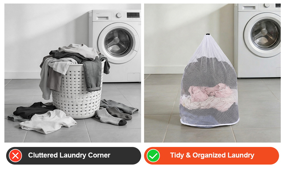 3pcs White Drawstring Laundry Bags