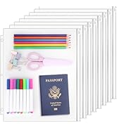 Antner 8 Pack Clear Letter Size Binder Pockets 3 Ring Binder Zipper Pouch Document Organizer, Wat...