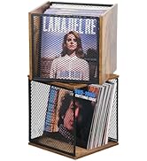 LOFTEY 2 Pack Vinyl Record Storage, 100-120 Records Vinyl Crate, Stackable Record Holder for 7