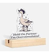 TopXmai Funny Desk Decor, Funny Western Cowboy Goose Hold on Partner I'm Overstimulated Shaped Ac...