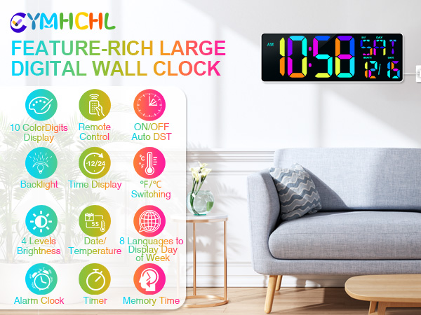 large digital wall clock