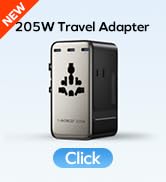 Momax 9-in-1 High-Power Universal Travel Adapter, 205W GaN Worldwide Charging Hub with 6 USB-C &amp; ...