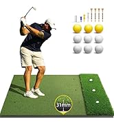 Bltend Dual Turf Golf Mat 31mm: 5x5ft/5x4ft Heavy-Duty Golf Hitting Mats Practice Outdoor/Indoor,...