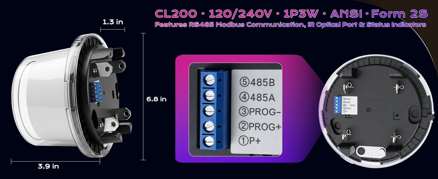 kwh meter submeter ansi 2s plugin bidirectional modbus pulse solidstate rental billing rv garage