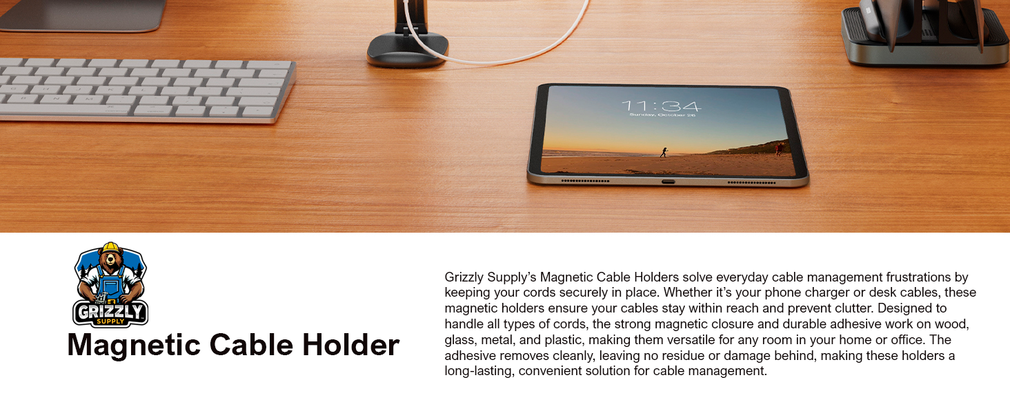 magnetic cable holders being shown again on the desktop