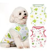 TENGZHI 2 Pack Dog Shirts Soft Stretchy Cotton Summer Pet Dog T Shirts for Small Dogs Cats Cute C...