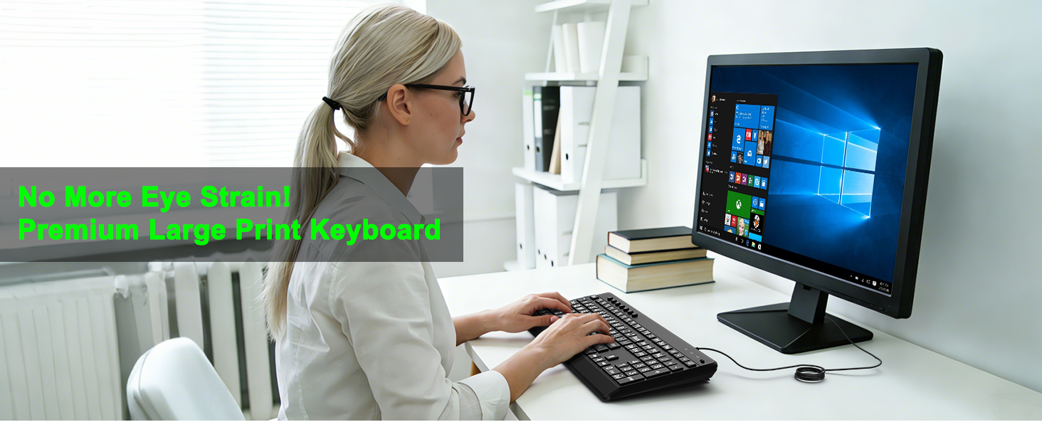 Keyboard Large Print Keyboard Ergonomic Keyboard Large Key Wrist Rest quiet
