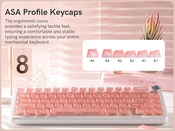 fully transparent ASA-profile clear keycaps