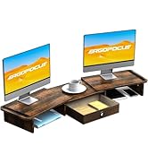 ErgoFocus Dual Monitor Stand Riser with Drawer-Adjustable Length and Angle, Monitor Stand Riser f...