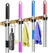 GUUKAR Mop Broom Holder Wall Mount, Gold Stainless Steel Tool Storage Organizer for Kitchen Garde...