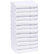 GOLD TEXTILES 12 Pack White Economy Cotton Blend 15x25 Inches Basic Hand Towels- Gym Towels (1 Do...