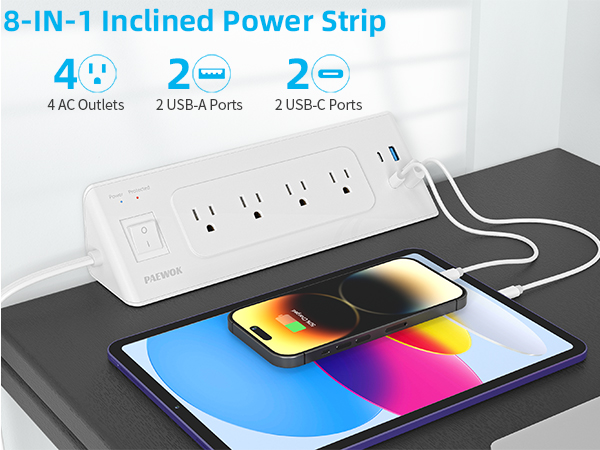 inclined power strip