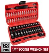 LLNDEI 1/4" Drive Socket Wrench Set, 1/4-Inch Impact Socket Set Metric(4-15mm) Deep and Shallow 6...
