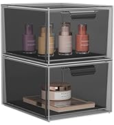 SpaceHacks 2 Pack Stackable Makeup Organizer and Storage, Acrylic Organizers,Clear Plastic Storag...